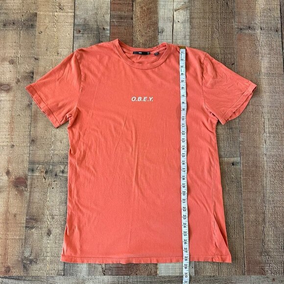 Obey Orange short sleeve graphic logo tshirt women's large - Picture 5 of 8